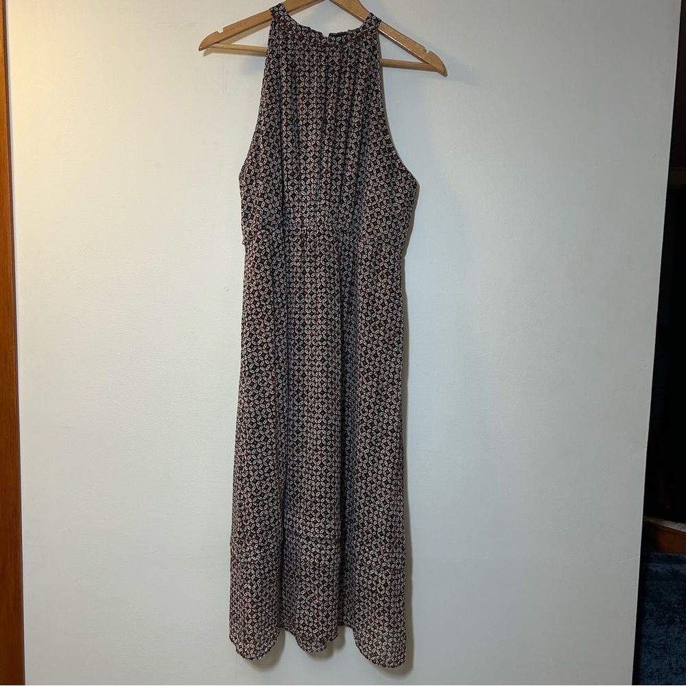 MADEWELL | Sleeveless White & Brown Patterned Maxi Dress w/ Silk Lining Size 12